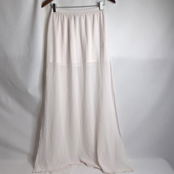 H&M Blush Pink Maxi Skirt with Side Slit, Size 4 - Picture 1 of 7